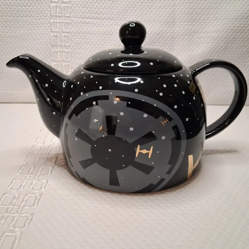 Star Wars Tea Pot Black Galactic Republic's Crest & Tie Fighters Lucasfilm New